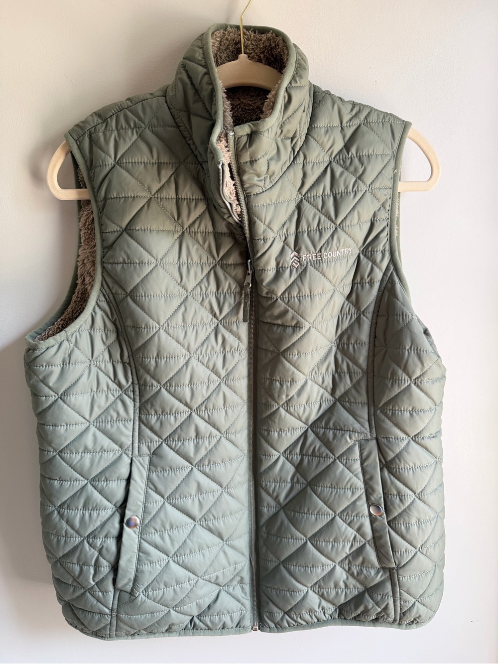 Free Country Quilted Sage Green Reversible Vest